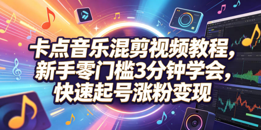 卡点音乐混剪视频教程,新手零门槛3分钟学会,快速起号涨粉变现网创吧-网创项目资源站-副业项目-创业项目-搞钱项目网创吧