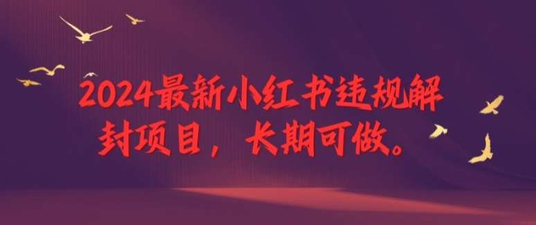 2024最新小红书违规解封项目,长期可做,一个可以做到退休的项目【揭秘】网创吧-网创项目资源站-副业项目-创业项目-搞钱项目网创吧
