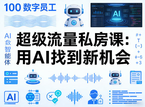 你的AI数字员工100个智能体,超级流量私房课,用AI找到新机会网创吧-网创项目资源站-副业项目-创业项目-搞钱项目网创吧