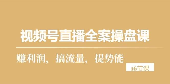 (10207期)视频号直播全案操盘课,赚利润,搞流量,提势能(16节课)网创吧-网创项目资源站-副业项目-创业项目-搞钱项目网创吧