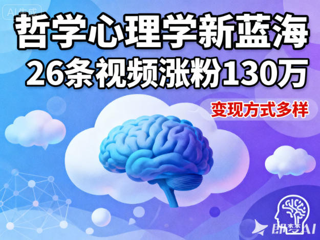 短视频新蓝海，哲学心理学赛道，26条视频涨粉130W，变现方式多样网创吧-网创项目资源站-副业项目-创业项目-搞钱项目网创吧