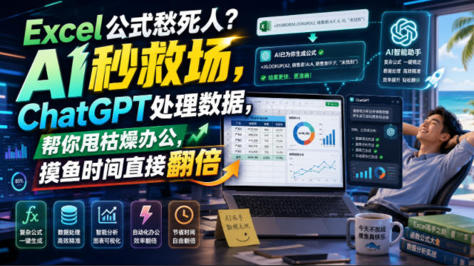 Excel公式愁死人?AI秒救场,ChatGPT处理数据,帮你甩枯燥办公,摸鱼时间直接翻倍【原创双语字幕】网创吧-网创项目资源站-副业项目-创业项目-搞钱项目网创吧