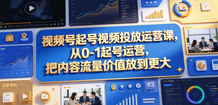 视频号起号视频投放运营课,从0-1起号运营,把内容流量价值放到更大网创吧-网创项目资源站-副业项目-创业项目-搞钱项目网创吧