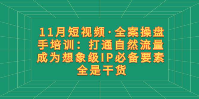 (8182期)11月短视频·全案操盘手培训:打通自然流量 成为想象级IP必备要素 全是干货网创吧-网创项目资源站-副业项目-创业项目-搞钱项目网创吧