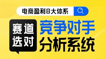 电商盈利8大体系·赛道选对,竞争对手分析系统线上课网创吧-网创项目资源站-副业项目-创业项目-搞钱项目网创吧