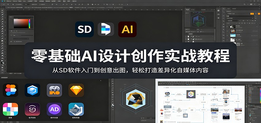 零基础AI设计创作实战教程：从SD软件入门到创意出图，轻松打造差异化自媒体内容网创吧-网创项目资源站-副业项目-创业项目-搞钱项目网创吧