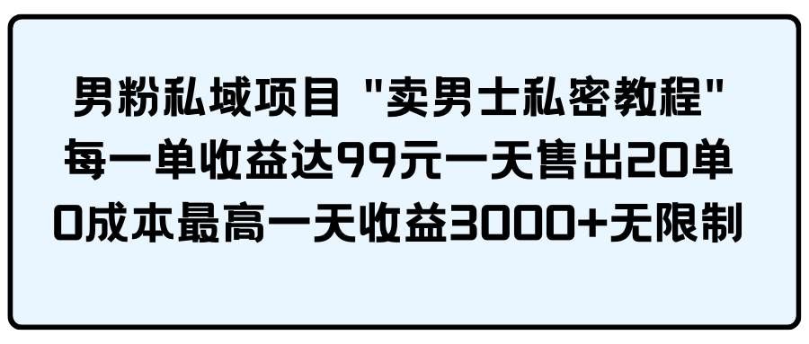 (9730期)男粉私域项目
