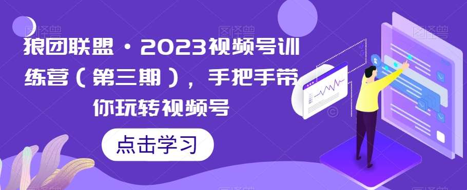狼团联盟·2023视频号训练营(第三期),手把手带你玩转视频号网创吧-网创项目资源站-副业项目-创业项目-搞钱项目网创吧
