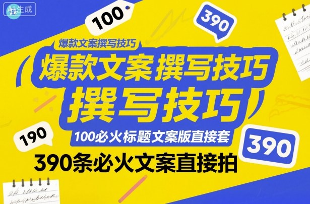 爆款文案撰写技巧,100个必火标题文案模版直接套,390条必火文案直接拍网创吧-网创项目资源站-副业项目-创业项目-搞钱项目网创吧