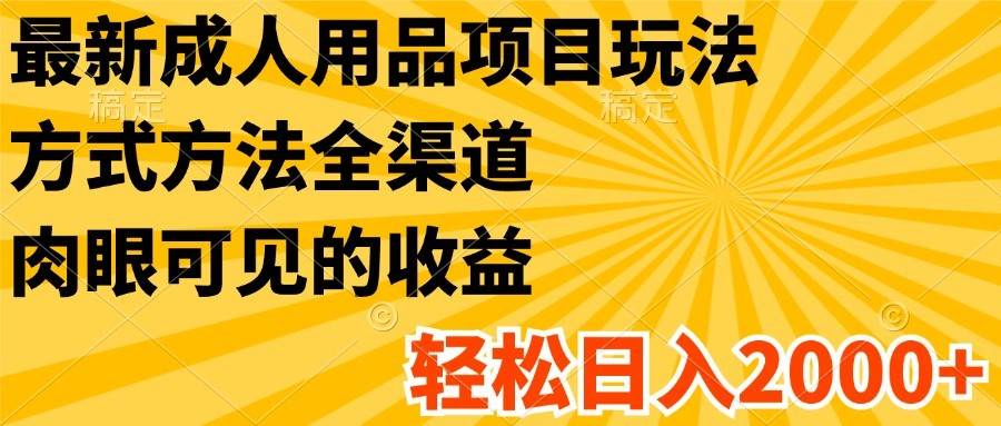 最新成人用品项目玩法，方式方法全渠道，肉眼可见的收益，轻松日入2000+网创吧-网创项目资源站-副业项目-创业项目-搞钱项目网创吧