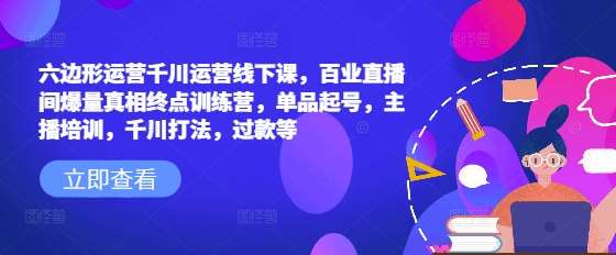 六边形运营千川运营线下课,百业直播间爆量真相终点训练营,单品起号,主播培训,千川打法,过款等网创吧-网创项目资源站-副业项目-创业项目-搞钱项目网创吧