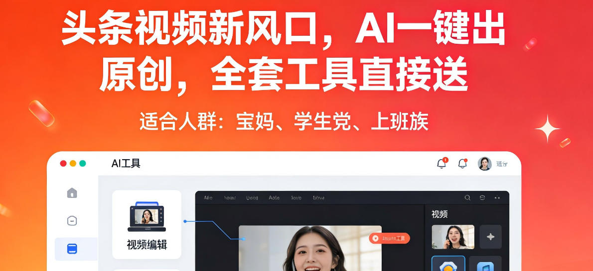 头条视频新风口,AI一键出原创,全套工具直接送,人人可做,有手就行【揭秘】网创吧-网创项目资源站-副业项目-创业项目-搞钱项目网创吧