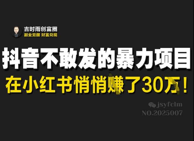抖音不敢发的暴利项目,在小红书悄悄挣了30W网创吧-网创项目资源站-副业项目-创业项目-搞钱项目网创吧