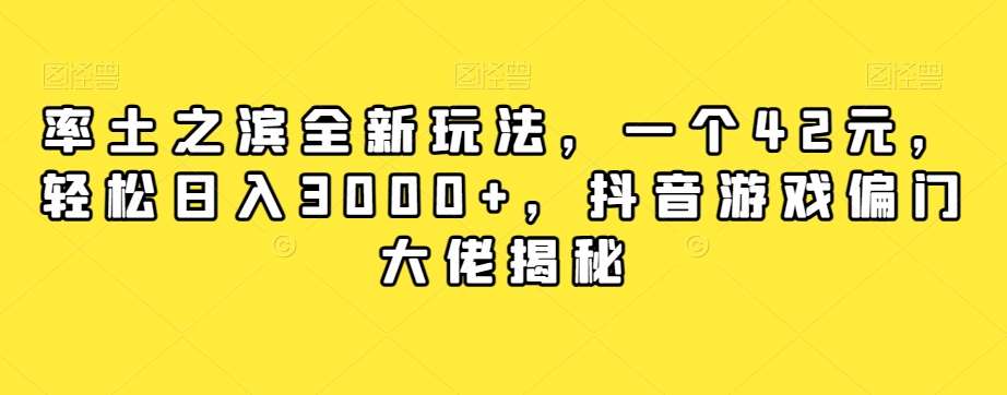 率土之滨全新玩法,一个42元,轻松日入3000+,抖音游戏偏门大佬揭秘网创吧-网创项目资源站-副业项目-创业项目-搞钱项目网创吧