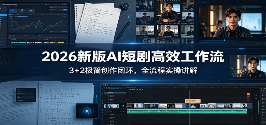 2026新版AI短剧高效工作流：3+2极简创作闭环，全流程实操讲解网创吧-网创项目资源站-副业项目-创业项目-搞钱项目网创吧