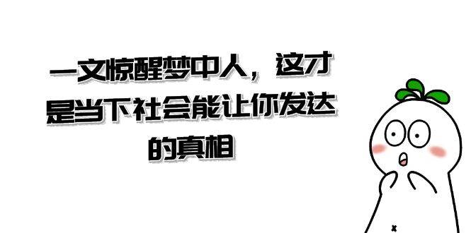 (8480期)某公众号付费文章《一文 惊醒梦中人,这才是当下社会能让你发达的真相》网创吧-网创项目资源站-副业项目-创业项目-搞钱项目网创吧
