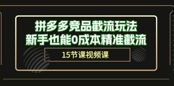 (10301期)拼多多竞品截流玩法,新手也能0成本精准截流(15节课)网创吧-网创项目资源站-副业项目-创业项目-搞钱项目网创吧