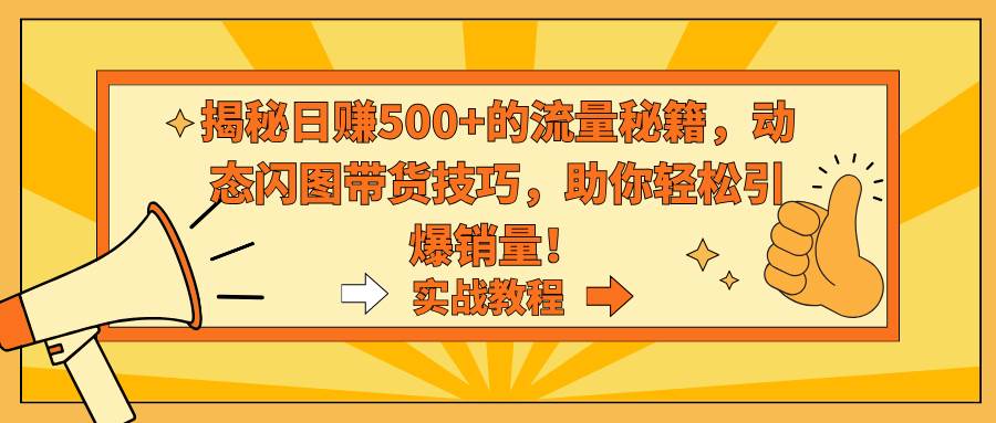 (9058期)揭秘日赚500+的流量秘籍,动态闪图带货技巧,助你轻松引爆销量!网创吧-网创项目资源站-副业项目-创业项目-搞钱项目网创吧