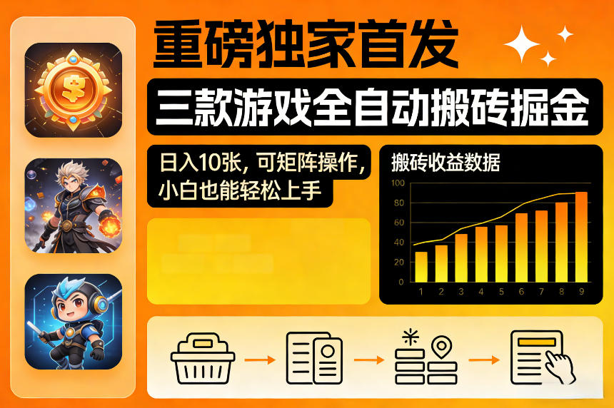 重磅独家首发,三款游戏全自动搬砖掘金,日入10张,可矩阵操作,小白也能轻松上手【揭秘】网创吧-网创项目资源站-副业项目-创业项目-搞钱项目网创吧