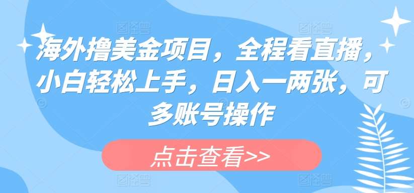 海外撸美金项目,全程看直播,小白轻松上手,日入一两张,可多账号操作【揭秘】网创吧-网创项目资源站-副业项目-创业项目-搞钱项目网创吧