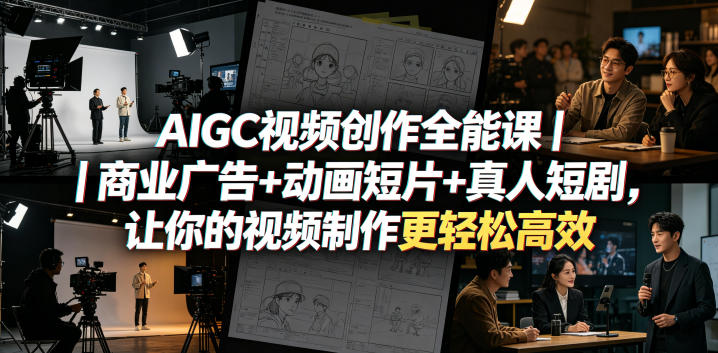 AIGC视频创作全能课｜商业广告+动画短片+真人短剧，让你的视频制作更轻松高效网创吧-网创项目资源站-副业项目-创业项目-搞钱项目网创吧