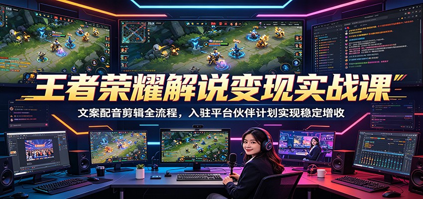 王者荣耀解说变现实战课:文案配音剪辑全流程,入驻平台伙伴计划实现稳定增收网创吧-网创项目资源站-副业项目-创业项目-搞钱项目网创吧