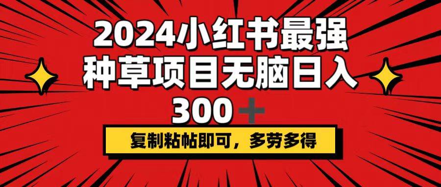 (12336期)2024小红书最强种草项目,无脑日入300+,复制粘帖即可,多劳多得网创吧-网创项目资源站-副业项目-创业项目-搞钱项目网创吧