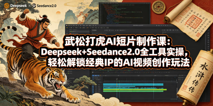 武松打虎AI短片制作课:Deepseek+Seedance2.0全工具实操,轻松解锁经典IP的AI视频创作玩法网创吧-网创项目资源站-副业项目-创业项目-搞钱项目网创吧