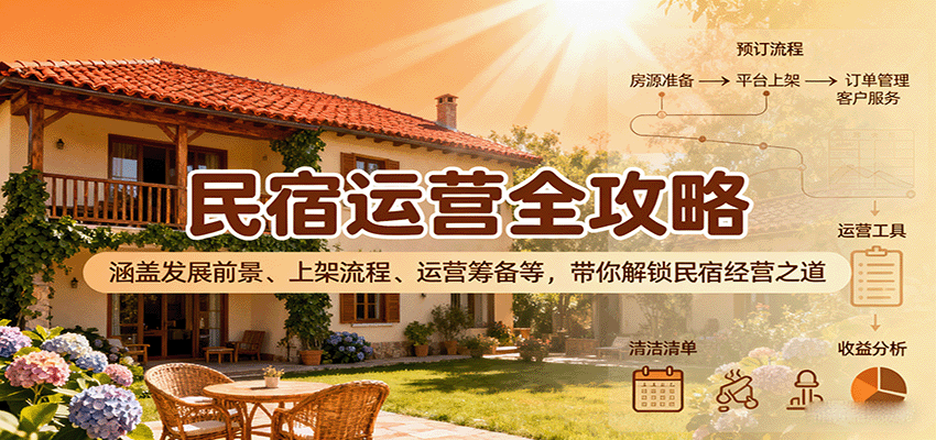 民宿运营全攻略：涵盖发展前景、上架流程、运营筹备等，带你解锁民宿经营之道网创吧-网创项目资源站-副业项目-创业项目-搞钱项目网创吧