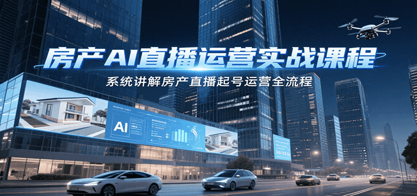房产AI直播运营实战课程，系统讲解房产直播起号运营全流程网创吧-网创项目资源站-副业项目-创业项目-搞钱项目网创吧