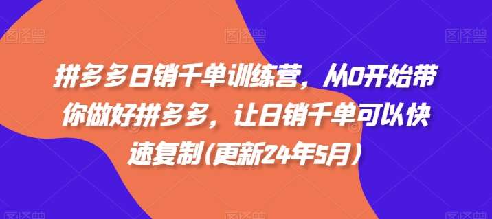 拼多多日销千单训练营,从0开始带你做好拼多多,让日销千单可以快速复制(更新24年5月)网创吧-网创项目资源站-副业项目-创业项目-搞钱项目网创吧