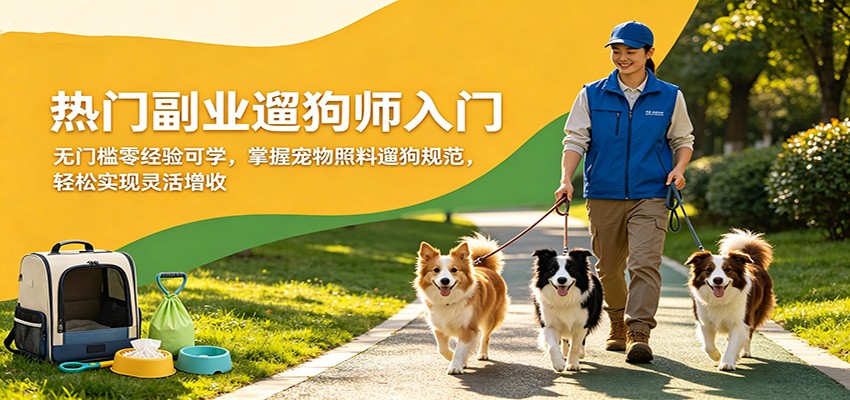 热门副业遛狗师入门，无门槛零经验可学，掌握宠物照料遛狗规范，轻松实现灵活增收网创吧-网创项目资源站-副业项目-创业项目-搞钱项目网创吧