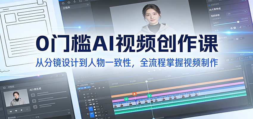 0门槛AI视频创作课：从分镜设计到人物一致性，全流程掌握视频制作网创吧-网创项目资源站-副业项目-创业项目-搞钱项目网创吧