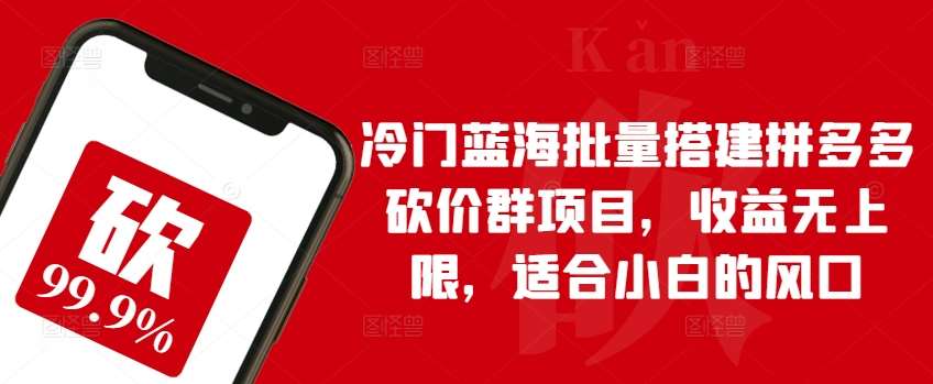 冷门蓝海批量搭建拼多多砍价群项目,收益无上限,适合小白的风口【揭秘】网创吧-网创项目资源站-副业项目-创业项目-搞钱项目网创吧