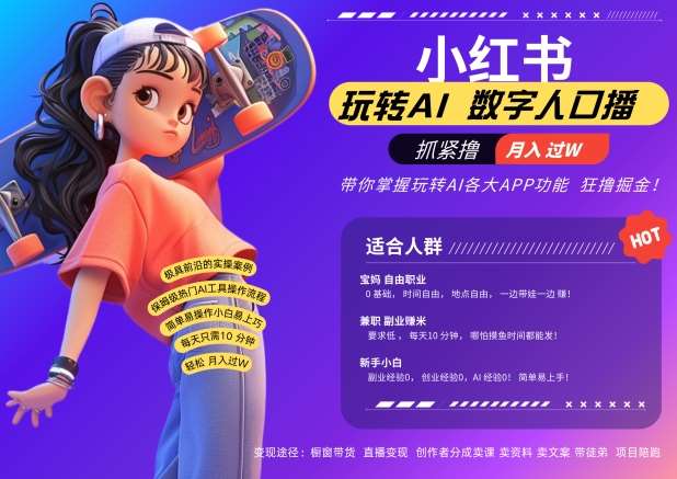 小红书数字人暴力起号,AI改写文案,再也不用费劲录口播,流量火爆月入破W轻松拿捏网创吧-网创项目资源站-副业项目-创业项目-搞钱项目网创吧
