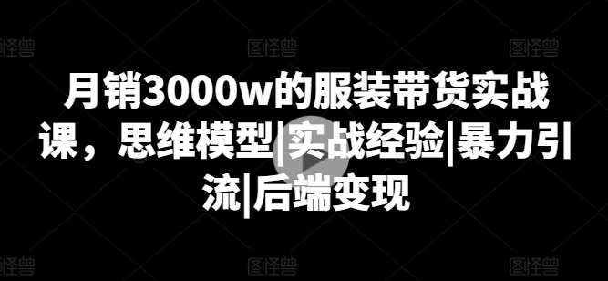 月销3000w的服装带货实战课,思维模型|实战经验|暴力引流|后端变现网创吧-网创项目资源站-副业项目-创业项目-搞钱项目网创吧