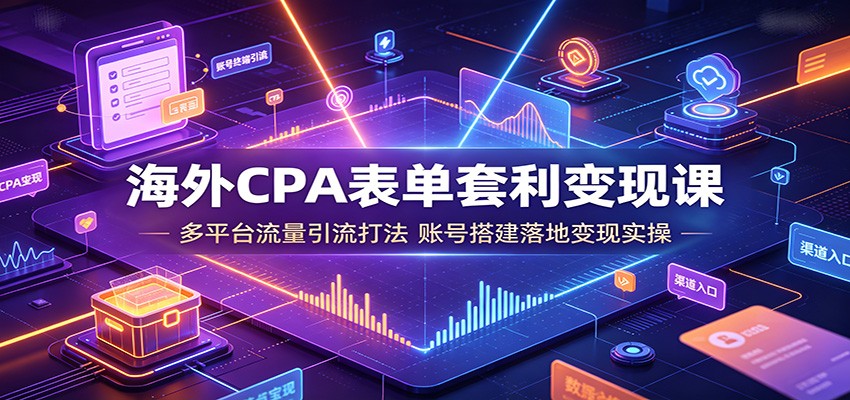 海外CPA表单套利变现课：多平台流量引流打法，账号搭建落地变现实操网创吧-网创项目资源站-副业项目-创业项目-搞钱项目网创吧