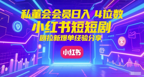 私董会会员日入4位数小红书红果短剧拉新爆单经验分享网创吧-网创项目资源站-副业项目-创业项目-搞钱项目网创吧