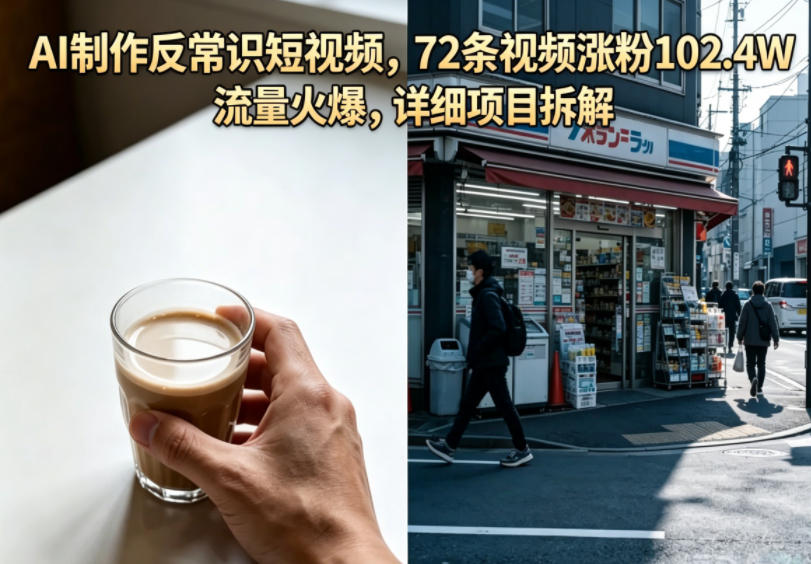 AI制作反常识短视频,72条视频涨粉102.4W,流量火爆,详细项目拆解网创吧-网创项目资源站-副业项目-创业项目-搞钱项目网创吧