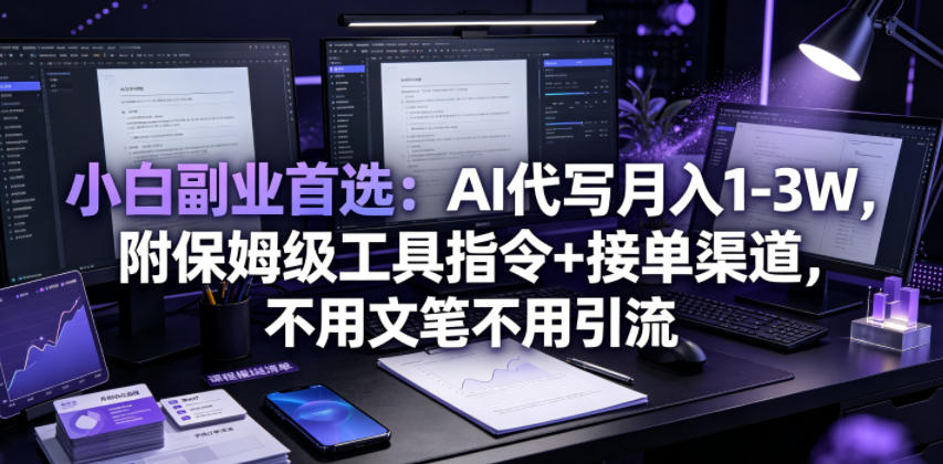 小白副业首选:AI代写月入1-3W,附保姆级工具指令+接单渠道,不用文笔不用引流【揭秘】网创吧-网创项目资源站-副业项目-创业项目-搞钱项目网创吧