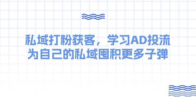(10728期)某收费课:私域打粉获客,学习AD投流,为自己的私域囤积更多子弹网创吧-网创项目资源站-副业项目-创业项目-搞钱项目网创吧