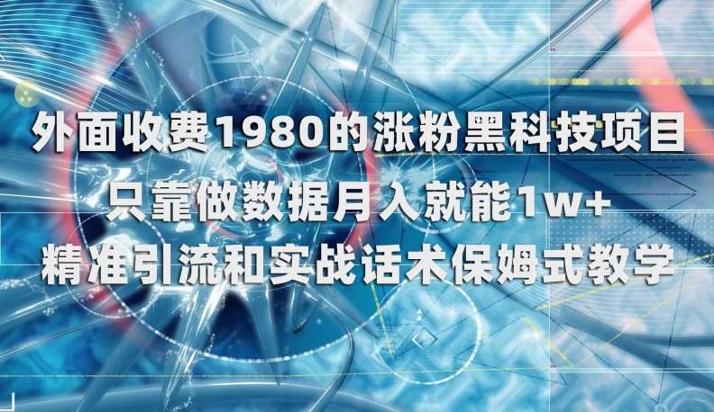外面收费1980的涨粉黑科技项目,只靠做数据月入就能1w+【揭秘】网创吧-网创项目资源站-副业项目-创业项目-搞钱项目网创吧