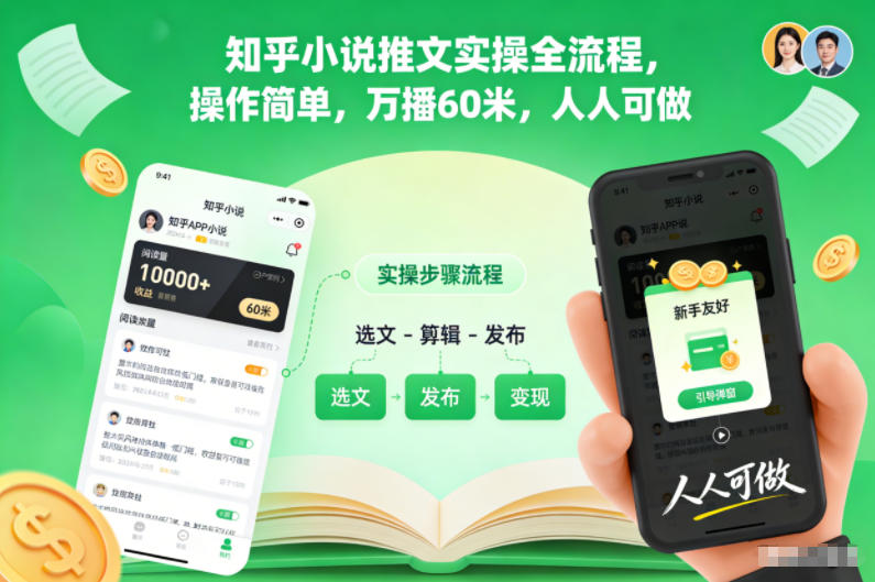 知乎小说推文实操全流程,操作简单,万播60米,人人可做网创吧-网创项目资源站-副业项目-创业项目-搞钱项目网创吧
