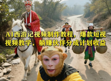 AI西游记视频制作教程,爆款短视频教学,躺賺伙伴分成计划收益网创吧-网创项目资源站-副业项目-创业项目-搞钱项目网创吧
