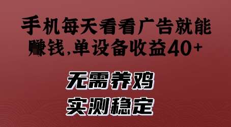 手机每天看看广告就能挣钱,单设备收益40+,无需养鸡,实测稳定【揭秘】网创吧-网创项目资源站-副业项目-创业项目-搞钱项目网创吧