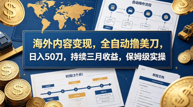 海外内容变现，全自动撸美刀，日入50刀，持续三月收益，保姆级实操【揭秘】网创吧-网创项目资源站-副业项目-创业项目-搞钱项目网创吧