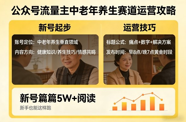 公众号流量主中老年养生赛道,新号篇篇5W+阅读,新手也能这样跑网创吧-网创项目资源站-副业项目-创业项目-搞钱项目网创吧