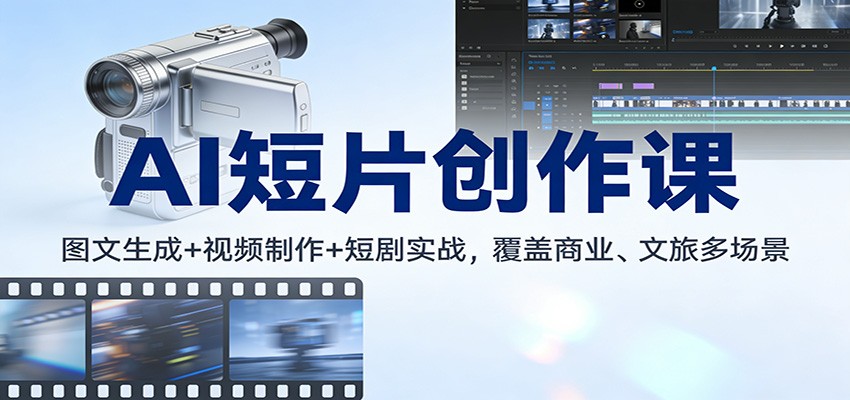AI短片创作课：图文生成+ 视频制作+短剧实战，覆盖商业、 文旅多场景网创吧-网创项目资源站-副业项目-创业项目-搞钱项目网创吧