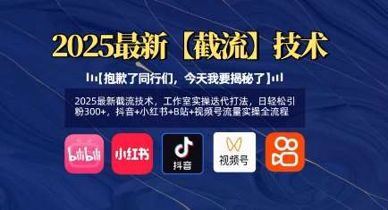 2025最新截流技术,工作室实操迭代打法,日轻松引粉300+,抖音+小红书+B站+视频号流量实操全流程网创吧-网创项目资源站-副业项目-创业项目-搞钱项目网创吧