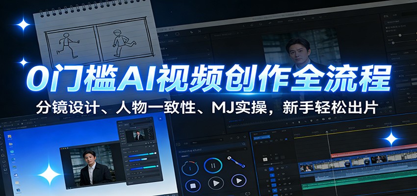 0门槛AI视频创作全流程：分镜设计、人物一致性、MJ实操，新手轻松出片网创吧-网创项目资源站-副业项目-创业项目-搞钱项目网创吧
